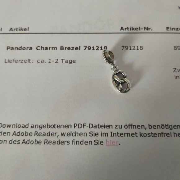 AUTHENTIC PANDORA *RETIRED and RARE* Sterling Silver Pretzel Charm 791218 - Picture 2 of 7